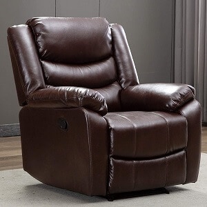 4.ANJ Recliner Chair with Overstuffed Arm and Back Breathable Bonded Leather Classic Recliner Single Sofa