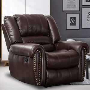 5.CANMOV Recliner Chair Breathable PU Leather Classic and Traditional Manual Recliner Chair